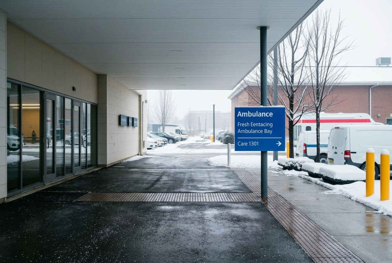 Ambulance bay and main entrance held safe through overnight event — cleared